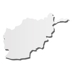 Afghanistan - grey 3d-like silhouette map of country area with dropped shadow. Simple flat vector illustration