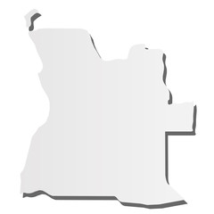 Angola - grey 3d-like silhouette map of country area with dropped shadow. Simple flat vector illustration
