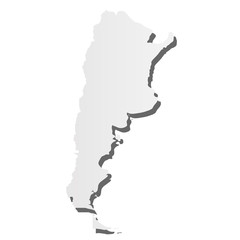 Argentina - grey 3d-like silhouette map of country area with dropped shadow. Simple flat vector illustration
