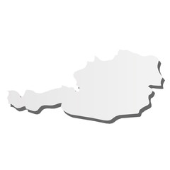 Austria - grey 3d-like silhouette map of country area with dropped shadow. Simple flat vector illustration