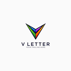 V letter colorful logo template design emblem vector illustration logo template