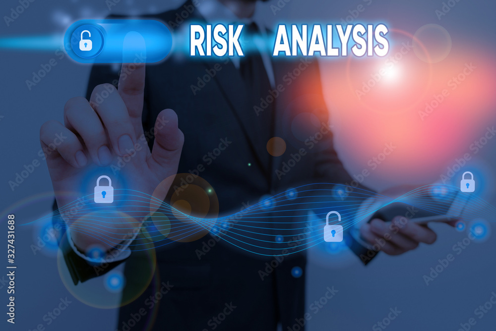 Poster conceptual hand writing showing risk analysis. concept meaning review of the risks associated with a