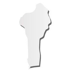 Benin - grey 3d-like silhouette map of country area with dropped shadow. Simple flat vector illustration