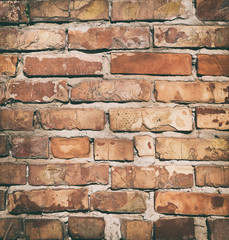 red brick wall with cement, fragment of architecture
