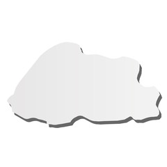 Bhutan - grey 3d-like silhouette map of country area with dropped shadow. Simple flat vector illustration