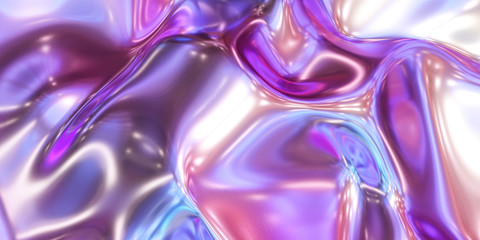 Fototapeta premium glossy metal neon pink and blue fluid glossy mirror water effect background backdrop texture 3d render illustration