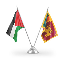 Sri Lanka and Palestine table flags isolated on white 3D rendering