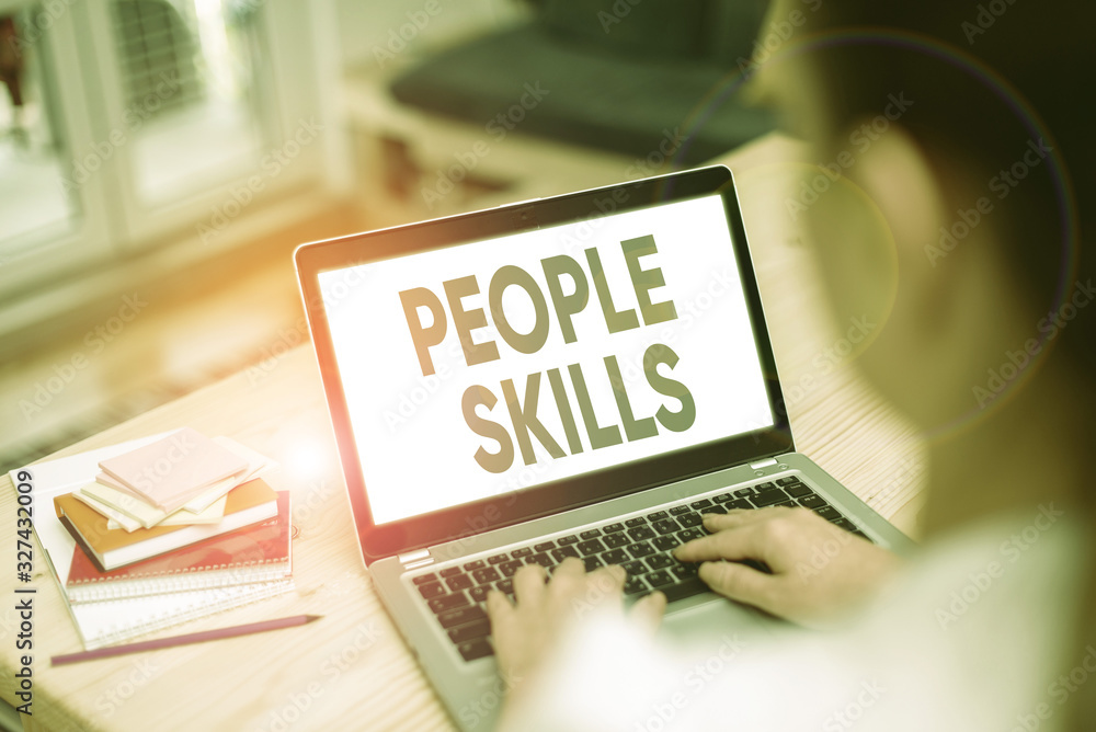 Poster text sign showing people skills. business photo showcasing a set of abilities enabling a demonstrati