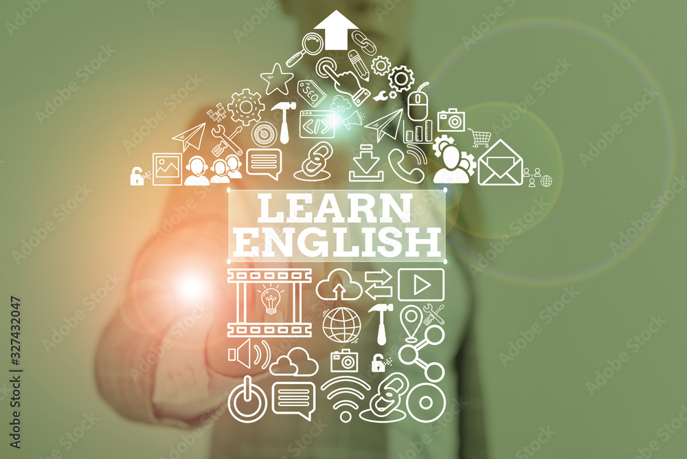Poster conceptual hand writing showing learn english. concept meaning gain or acquire knowledge of speaking
