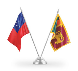 Sri Lanka and Samoa table flags isolated on white 3D rendering