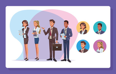 young business people workers characters