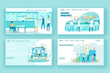 Obraz premium Landing Page Set Offering Franchising for Business