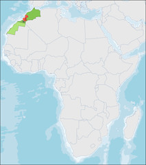 Obraz premium Kingdom of Morocco location on Africa map