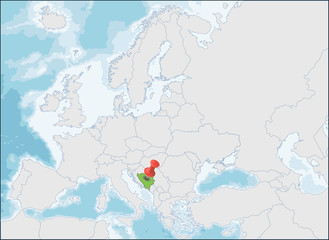 Bosnia and Herzegovina location on Europe map
