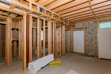 Basement framing construction interior frame of a new house