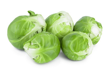 Brussels sprouts isolated on white background with clipping path and full depth of field
