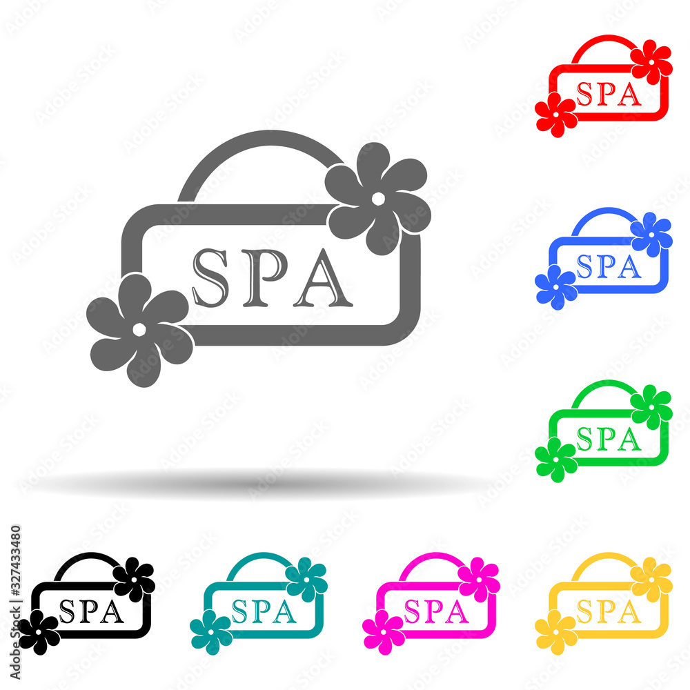 Poster inscription spa multi color style icon. simple glyph, flat vector of spa icons for ui and ux, websit