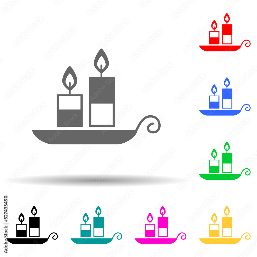 Poster aroma candles multi color style icon. simple glyph, flat vector of spa icons for ui and ux, website 