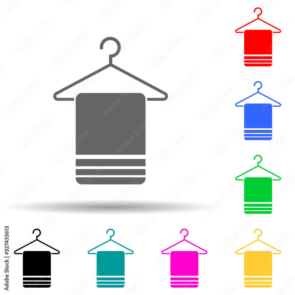 Poster towel on a hanger multi color style icon. simple glyph, flat vector of spa icons for ui and ux, webs