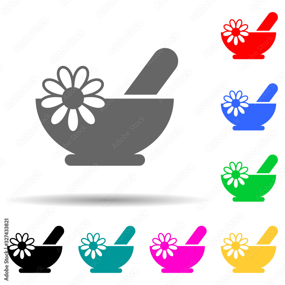 Poster herbal bath black multi color style icon. simple glyph, flat vector of spa icons for ui and ux, webs