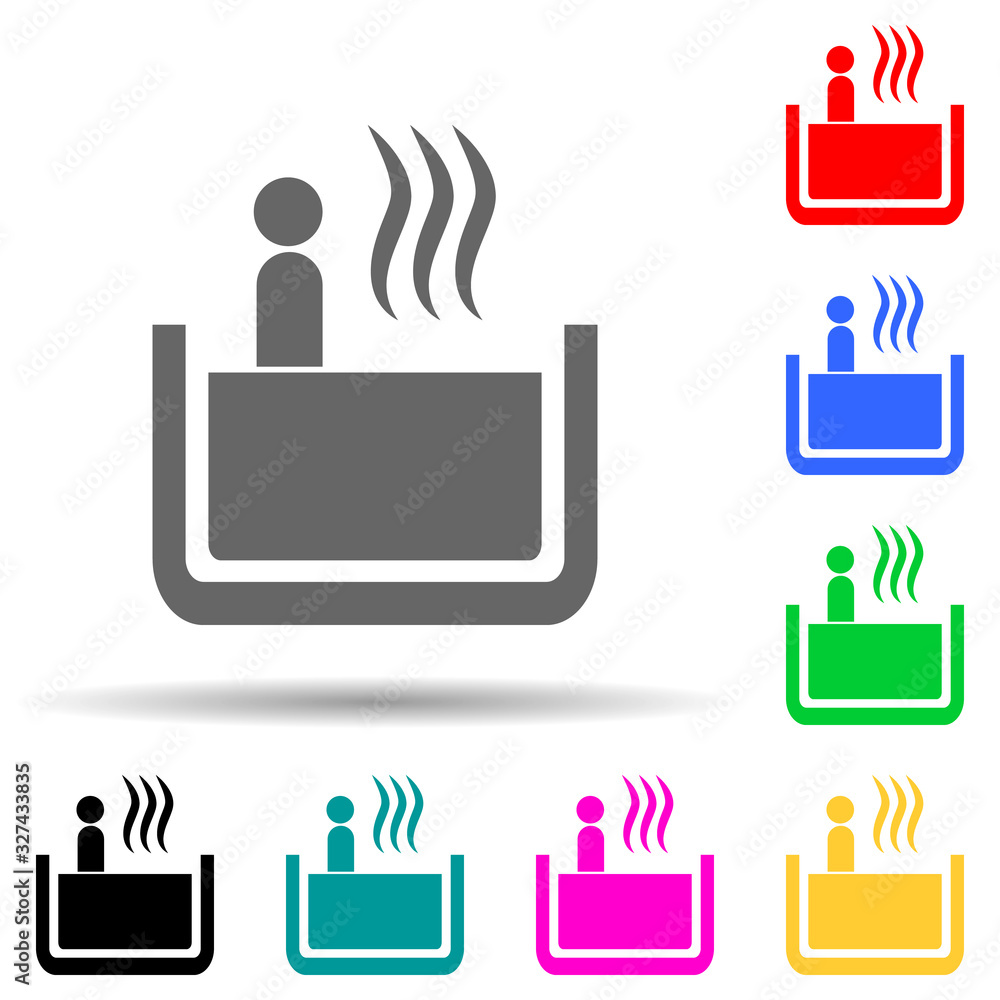 Poster relaxation in the bathtub multi color style icon. simple glyph, flat vector of spa icons for ui and 