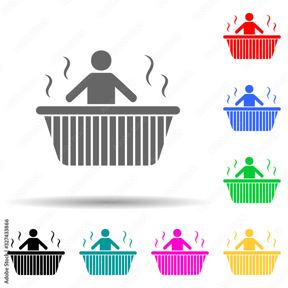 Poster relaxation in the bathtub multi color style icon. simple glyph, flat vector of spa icons for ui and 
