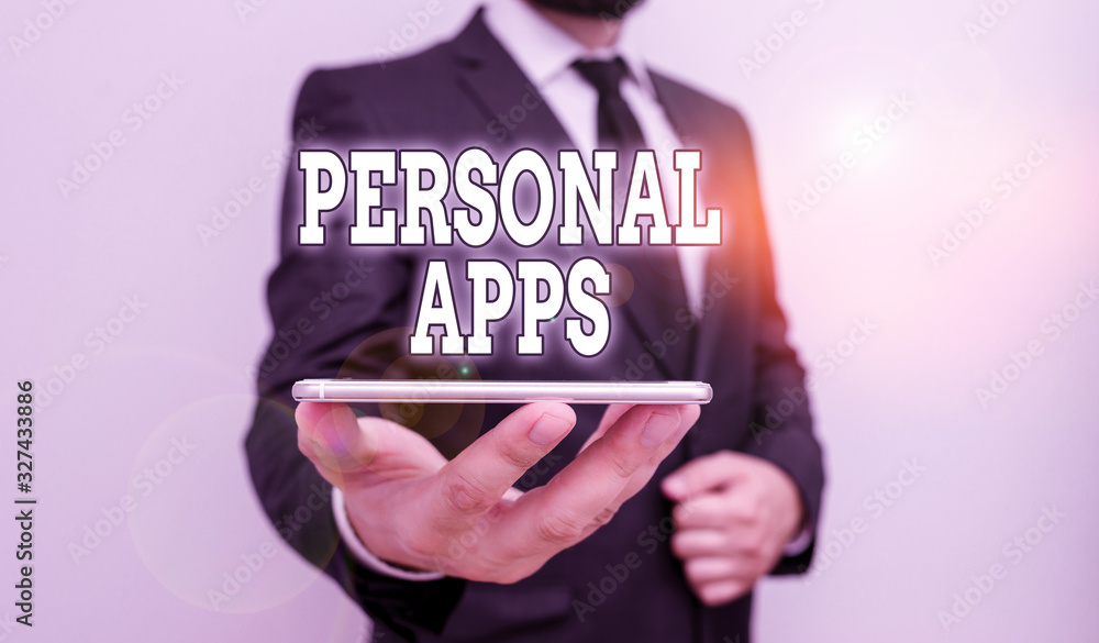 Poster handwriting text writing personal apps. conceptual photo app for secure password less validation to 