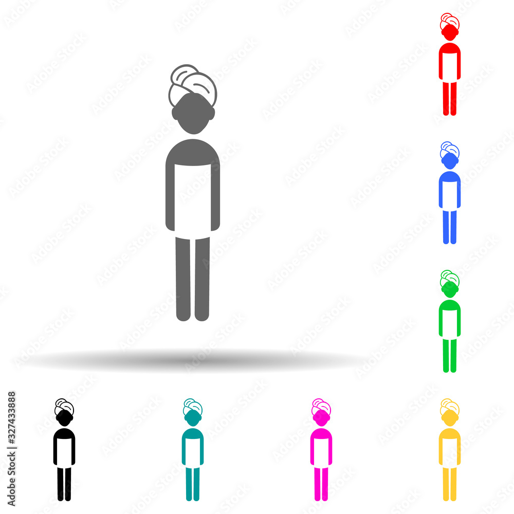 Poster a girl wrapped in a towel multi color style icon. simple glyph, flat vector of spa icons for ui and 