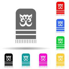 towel with ornament multi color style icon. Simple glyph, flat vector of spa icons for ui and ux, website or mobile application
