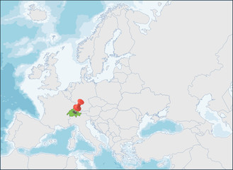The Swiss Confederation location on Europe map