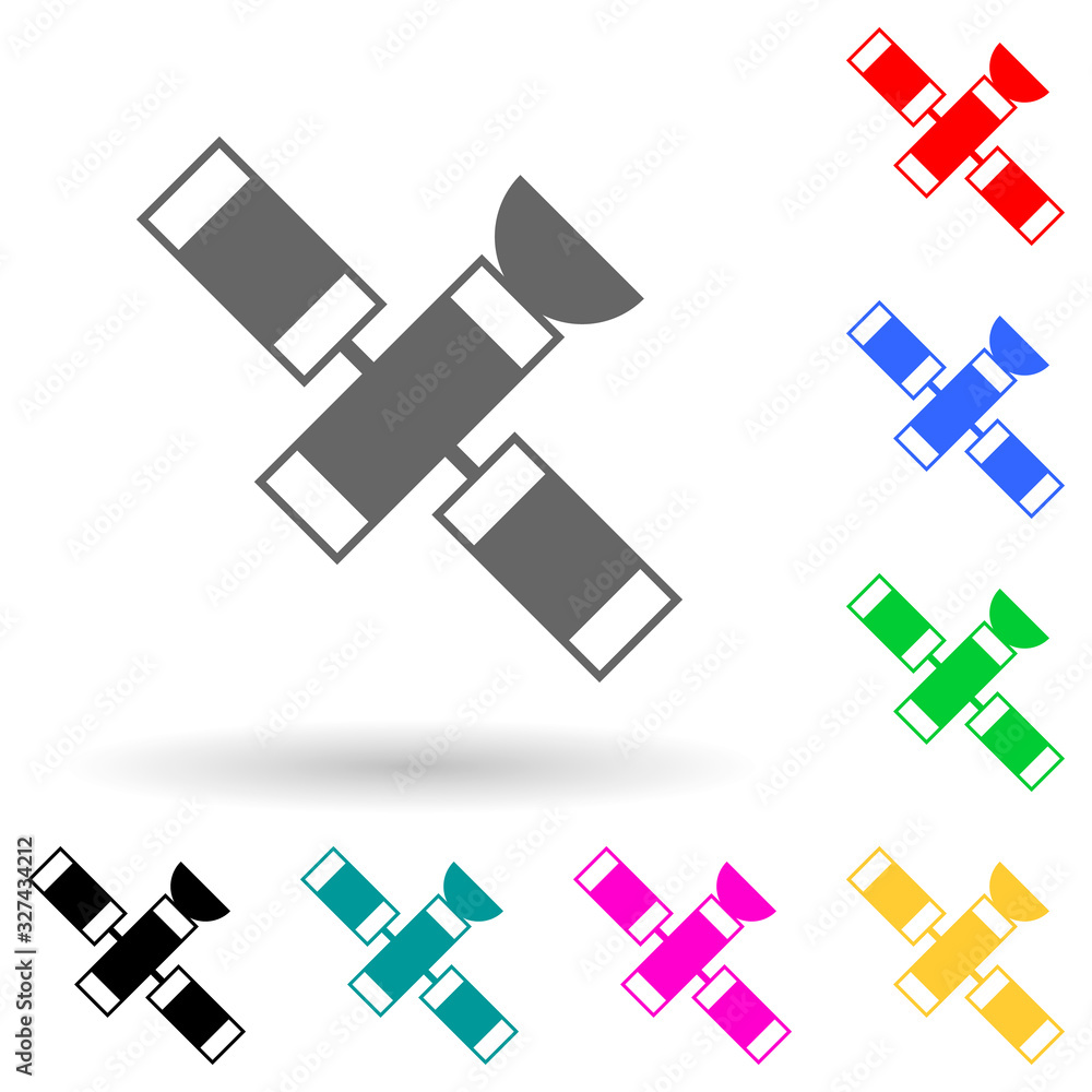 Poster satellite multi color style icon. simple glyph, flat vector of space icons for ui and ux, website or