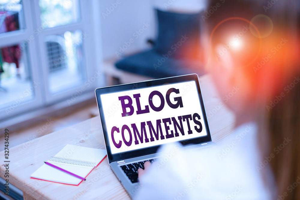 Aufkleber word writing text blog comments. business photo showcasing space at the end of each post for a reade