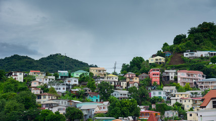 general view with the city of St. George's in Granada, Caribbean Isles