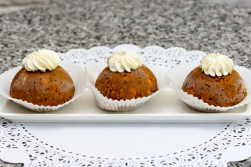 Cocoa, biscuit, sugar cake. Russian dessert 
