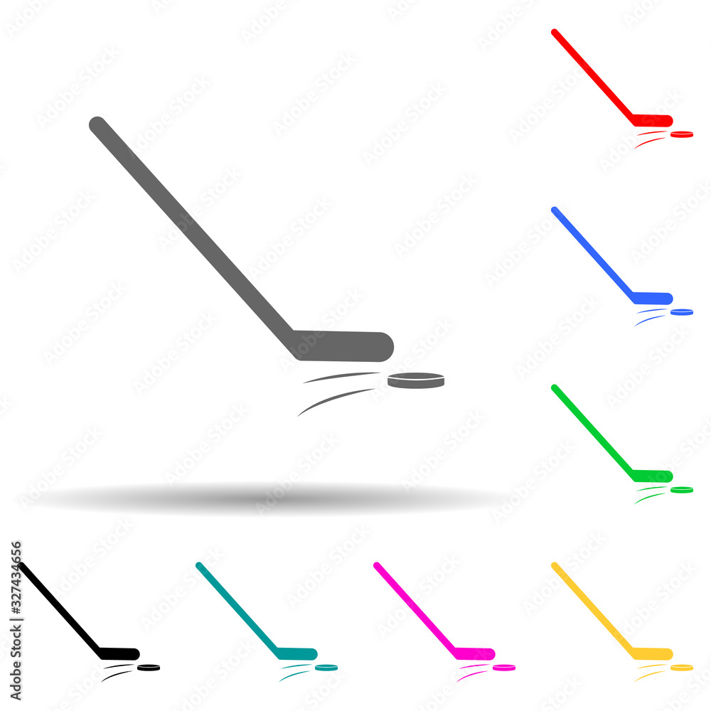 Poster stick and washer multi color style icon. simple glyph, flat vector of sport icons for ui and ux, web