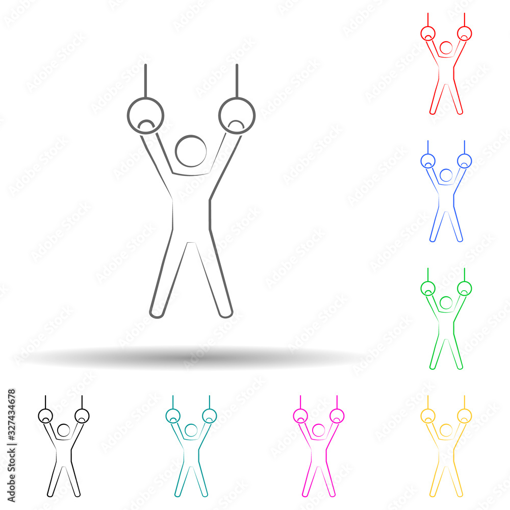 Poster athlete on uneven bars multi color style icon. simple glyph, flat vector of sport icons for ui and u