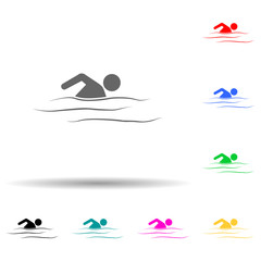 swimmer multi color style icon. Simple glyph, flat vector of sport icons for ui and ux, website or mobile application