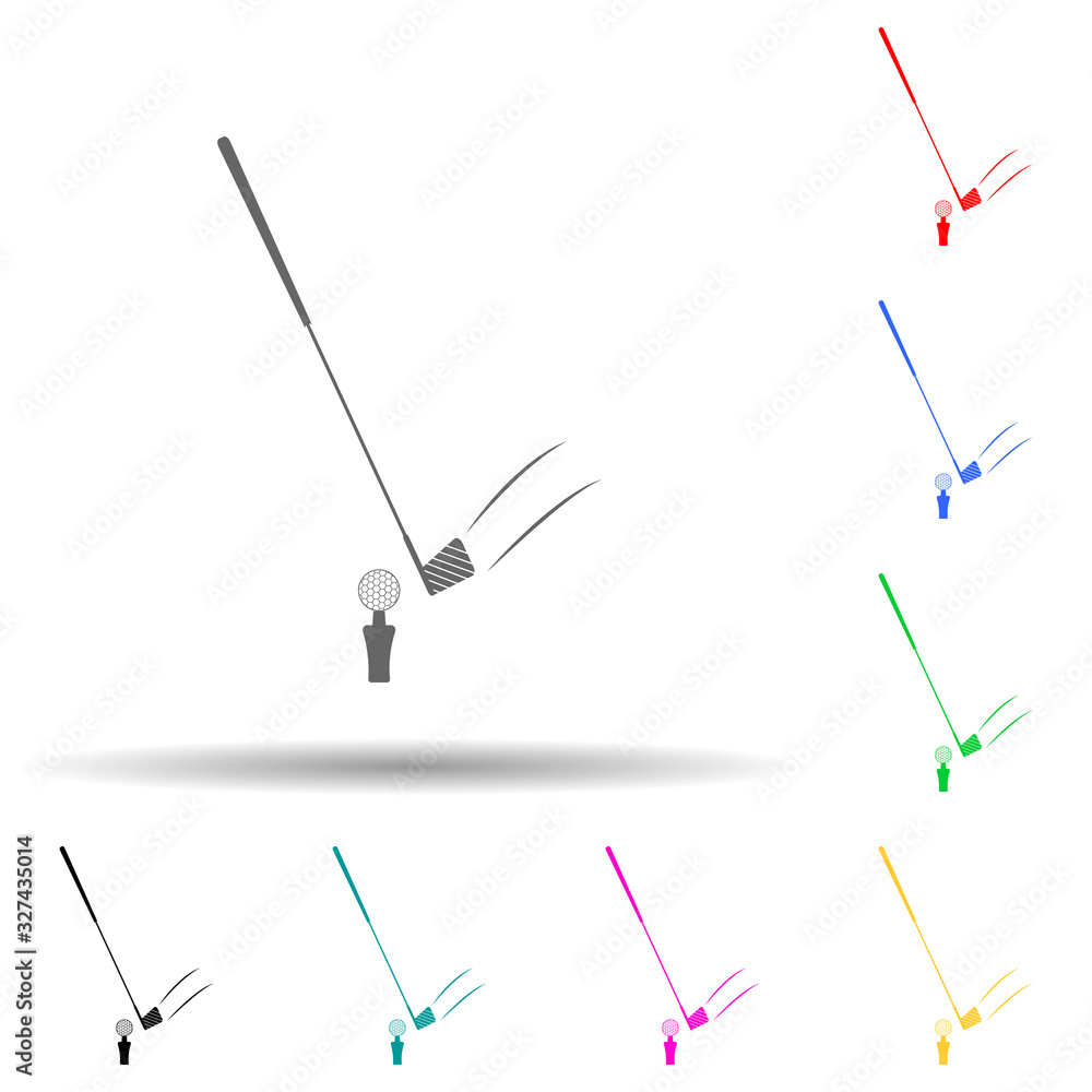 Poster golf multi color style icon. simple glyph, flat vector of sport icons for ui and ux, website or mobi