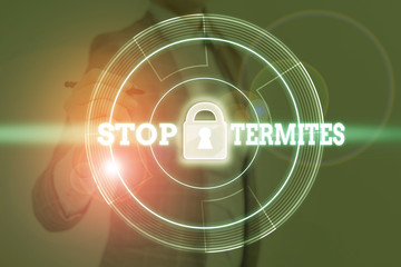 Writing note showing Stop Termites. Business concept for prevent a small tropical insect from...