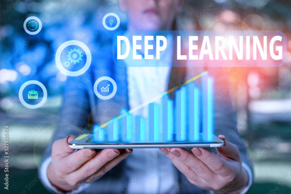 Poster word writing text deep learning. business photo showcasing the collection of algorithms used in mach