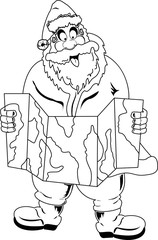 Santa Claus reading map