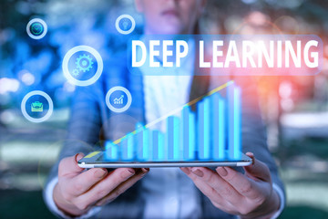 Word writing text Deep Learning. Business photo showcasing the collection of algorithms used in...