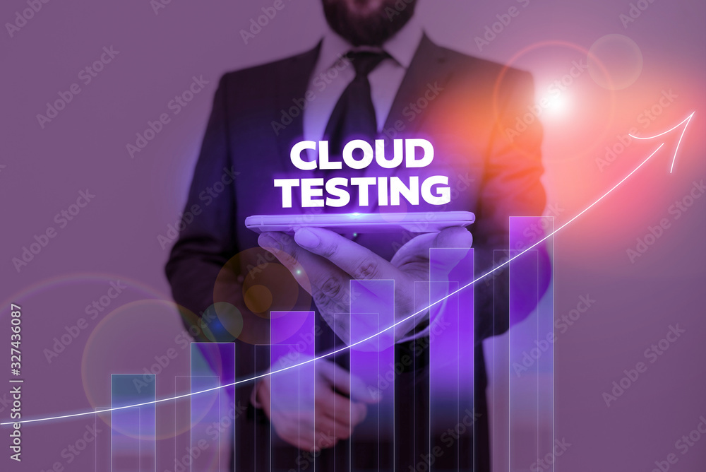 Poster word writing text cloud testing. business photo showcasing is the assessment of a web application pe