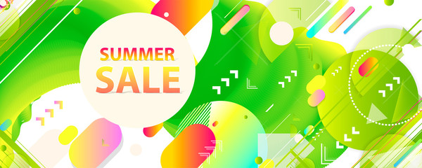 Sale orange green summer backgrounds colorful 3d holiday Illustration graphic design poster flyer leaflet party