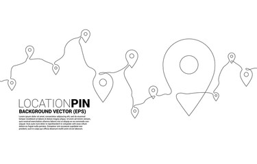 Vector Travel Network Pin mark from single line. concept of travel route location and journey