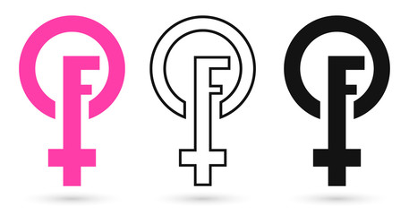 Obraz premium Female gender symbols, icons design template, vector illustration