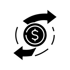 Currency swap black icon, concept illustration, vector flat symbol, glyph sign.