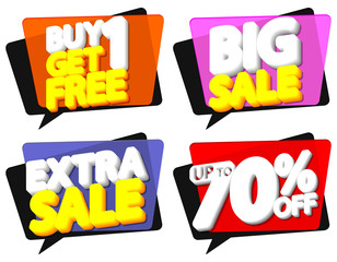 Set Sale banners design template, discount tags, great offers, vector illustration