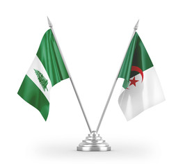 Algeria and Norfolk Island table flags isolated on white 3D rendering