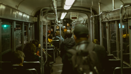 People on tram in Milan
